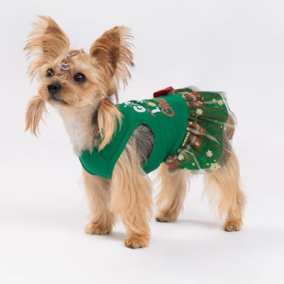 Fitwarm Just a Girl Who Loves Christmas Dog Tulle Dress, Funny Christmas Clothes for Small Dogs Girl, Holiday Pet Outfit, Red, White, Green, Yellow, XXS - Image 2