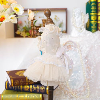 Fashion Sweet Puppy Dog Blingbling Princess Skirt Pet Dog Lace Cake Camisole Tutu Dress F-Champagne S - Image 3