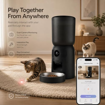 Automatic Cat Feeder with Camera, 2K WiFi App-Controlled Pet Feeder
