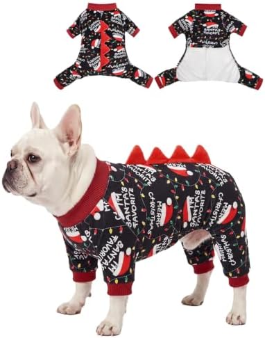CuteBone Dinosaur Costume Halloween Christmas Dog Pajamas, Stretchy Spandex Crystal Velvet Sleepwear Coat for Small Dogs, Soft & Warm Pet Outfit Clothes for Cold Weather, Cozy Pullover Design COSP30S by CuteBone