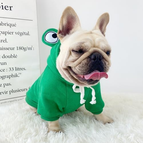 ANIAC Funny Pet Clothes for Small Dogs Girl Male Frog Cat Hoodies Warm Puppy Sweatshirt Coat with Eye Hood Fall Cat Outfit Christmas Halloween Outfit Dog Frog Costume (Green, Medium) - Image 2