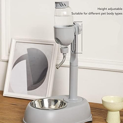 Dog Water Dispenser, Height Adjustable Pet Food Feeder Automatic Water Bottle Dispenser Standing Feeding Bowl for Cats Puppy Pets