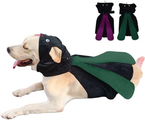 Dog Halloween Vampire Devil Cloak Cape, Red Black Classic Pet Costume for Small Medium Large Dogs, Holiday Cosplay Special Events (Mosquito-Green, B4) by KOOGAL