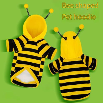 Fleece Lined Bumble Bee Design Dog Hoodie Costume with Antennae, XS - Image 3