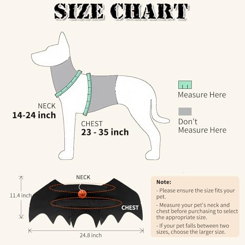 Olanrun Large Dog Halloween Costumes, Adjustable Dog Bat Wings Costumes for Large Dogs with Pumpkin Bell Skeleton Print On The Back, Pet Costume Halloween Cosplay Party Dress Up, L Black - Image 2