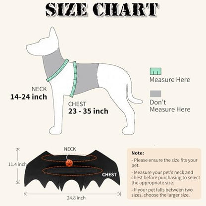 Olanrun Large Dog Halloween Costumes, Adjustable Dog Bat Wings Costumes for Large Dogs with Pumpkin Bell Skeleton Print On The Back, Pet Costume Halloween Cosplay Party Dress Up, L Black - Image 2