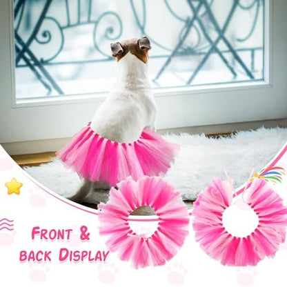 Dog Tutu for Dogs Tulle Skirt Pet Costume, Hot Pink and Pink - Image 3
