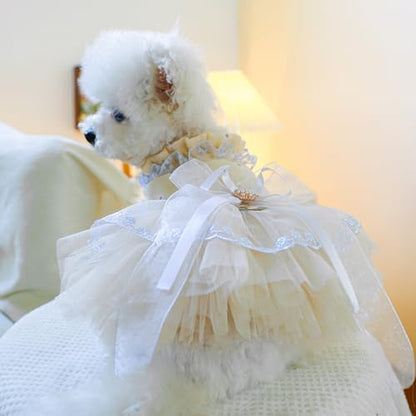Fashion Sweet Puppy Dog Blingbling Princess Skirt Pet Dog Lace Cake Camisole Tutu Dress F-Champagne S - Image 6