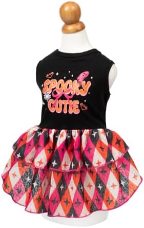 Fitwarm Spooky Cutie Halloween Dog Dress, Cute Halloween Costumes for Small Girl Dogs, Playful Pet Outfit, Black, Pink, White, Orange, Medium - Image 3