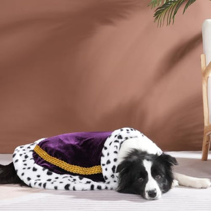 Lovelyshop Royal Velvet Pet Cloak with Fur Trim for Cats & Dogs, Purple, L - Image 6