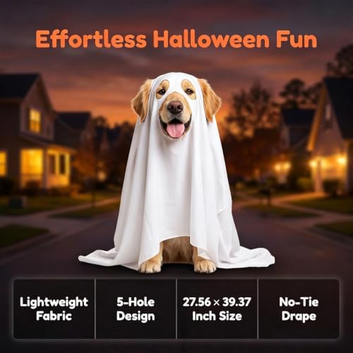 Ghost Dog Costume - White Pet Halloween Outfit - Image 2