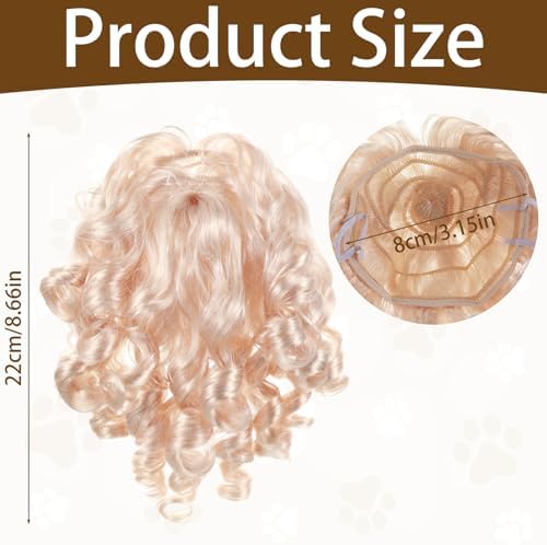 Blonde Wig for Dogs,Halloween Christmas Long Blonde Curly Hair - Image 2