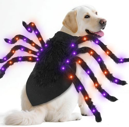 Halloween Light up Spider Dog Costumes for Small Medium Large Dogs by Camlinbo