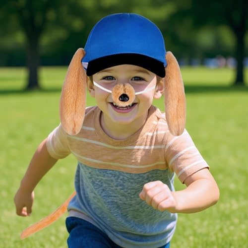 Dog Hero Hat Costume Kit, Include Dog Ears Cap, Dog Nose for Kids Men Women Halloween Cosplay Back to School Dress Up Blue - Image 4