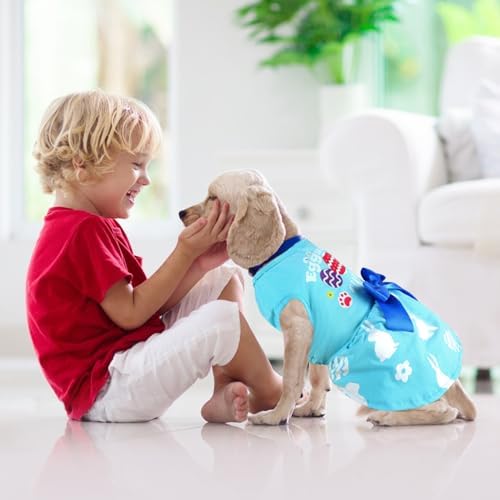 Dog Easter Outfit Cute Happy Easter Day Dog Dress Bunny Eggs Easter Dog Cat Clothes Pink Tulle Pet Doggie Apparel Outfit with Bowknot for Small Dogs Puppy Cat Girl Costume - Image 3
