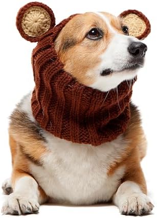 Zoo Snoods Grizzly Bear Costume - Warm Knit Dog Snood Wrap for Pets, Neck Ear Cover Protection, Halloween Winter (Medium) by ZooSnoods
