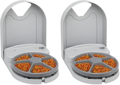 PetSafe Automatic Dog Feeder, 5 Meals, 40 oz Capacity, Plastic, for Dry Food, Multiple Pets (Pack of 2)