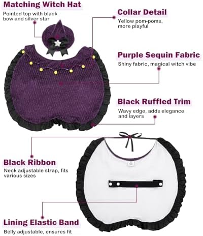 CuteBone Dog Halloween Costumes for Small, Medium, Large Dogs – Witch Pet Cosplay Outfits | Cute Puppy Costume for Halloween Party, Dress-Up, Photo Shoots GBZ03-3XL - Image 2