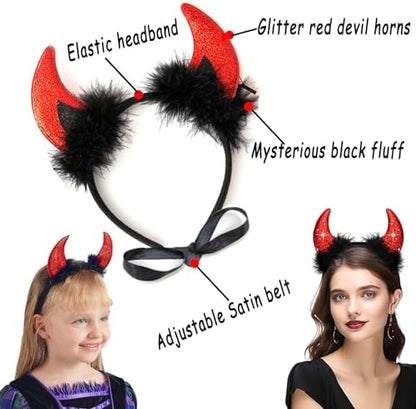 Halloween Medium Dog Costume 2PACK Cute Cat Dog Cape Cosplay Devil Hat Headband Adjustable Vampire Cloak Demon Hair Hoop Funny Pet Cape Outfits for Medium Large Dogs Holiday Dress Supplies - Image 3
