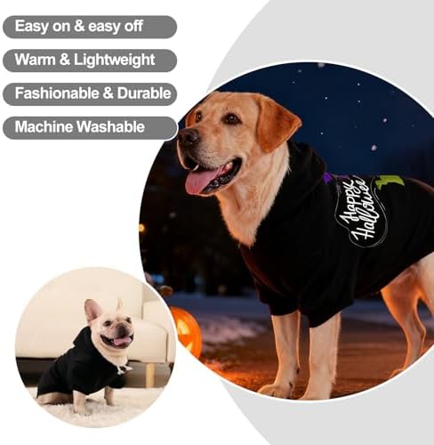 EXPAWLORER Dog Hoodies for Small Medium Large Dogs,Halloween Theme Black XL - Image 6