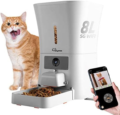 8L/12L 2.4G & 5G WiFi Aautomatic Large Dog Feeder & Automatic cat feeders -1080P Full HD Pet Camera Treat Dispenser with Night Vision and 2-Way Audio