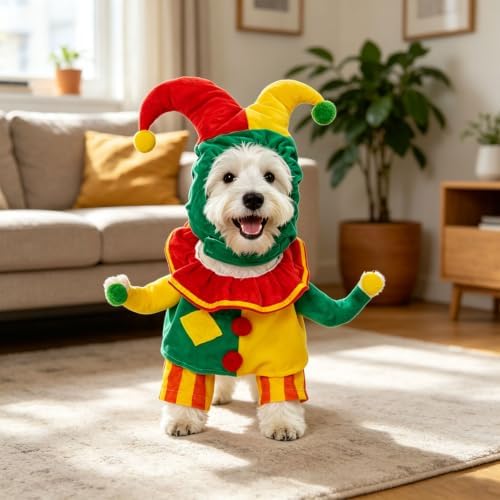 DELIFUR Dog Clown Costume Funny Pet Outfit for Halloween Christmas, Medium - Image 6