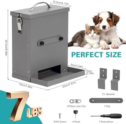 VNHHPCH 7Lbs Metal Automatic Dog Cage Feeder for Pet Puppy Cat Rabbit