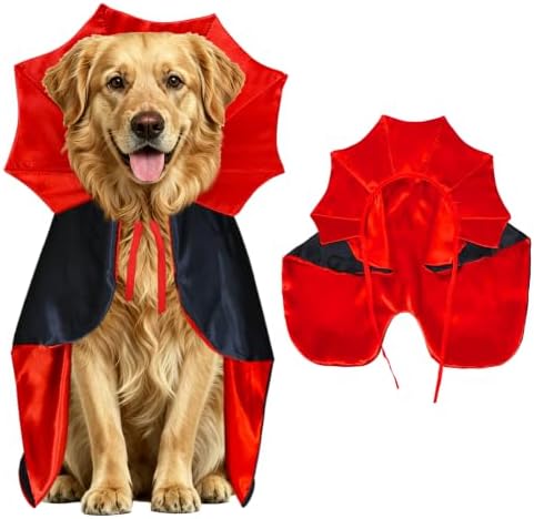 GOYOSWA Dog Halloween Costumes, Dog Vampire Cloak Costume Devil Vampire Cloak Cape Halloween Costumes for Small Medium Large Dogs Pets (X-Large) by GOYOSWA