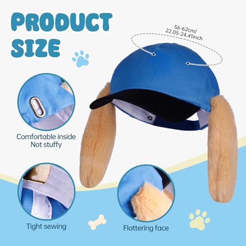 Dog Hero Hat Costume Kit, Include Dog Ears Cap, Dog Nose for Kids Men Women Halloween Cosplay Back to School Dress Up Blue - Image 2