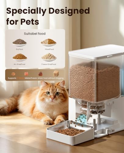 ROJECO Automatic Cat Feeder and Water Dispenser,8.5L Timed Cat Feeder