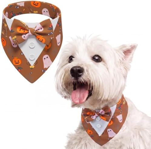FUAMEY Dog Tuxedo, Funny Halloween Bandana with Bow Tie Small Dog Costume by FUAMEY