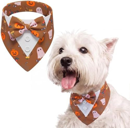 FUAMEY Dog Tuxedo, Funny Halloween Bandana with Bow Tie Small Dog Costume by FUAMEY