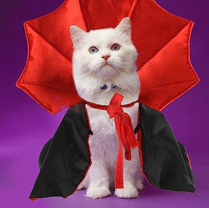 Estivaux Pet Halloween Costumes Dogs Cats Halloween Vampire Pets Costume Cape Black Red Witch Stand-up Collar Cape Cat Puppy Cosplay Clothes Apparel for Pets Dress Up Accessories Halloween Party Decor - Image 5
