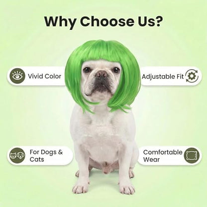 Dog Bob Wig Cat Halloween Costume for Small Medium Large Dog,Green - Image 5