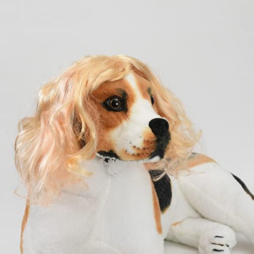 Funny Dog Cat Cosplay Wig for Halloween, Christmas, Parties, Festivals - Pet Wigs for Small, Medium and Large Dogs (Long Blonde Curly Hair) - Image 5