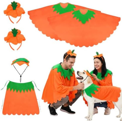MEWTOGO Halloween Couples Dog Pumpkin Costumes, 3pcs Capes with Headbands by MEWTOGO