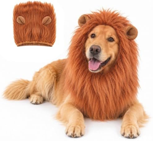 Dog Lion Costume Pet Realistic Wig Halloween Dogs Costume Accessory by Unknown