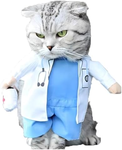 NACOCO Dog Cat Doctor Costume Pet Doctor Clothing Halloween Jeans Outfit Apparel (M) by HOME
