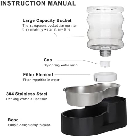 RIZZARI 4L Gravity Cat Water Dispenser: Filtered Hydration for Indoor Cats