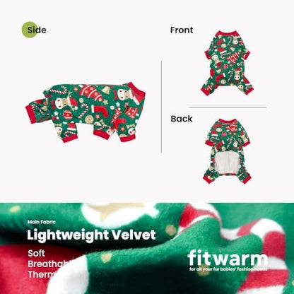 Fitwarm Christmas Dog Pajamas, Dog Winter Clothes for Small Dogs Boy Girl, Lightweight Velvet Pet Jammies, Red, Green, Large - Image 5