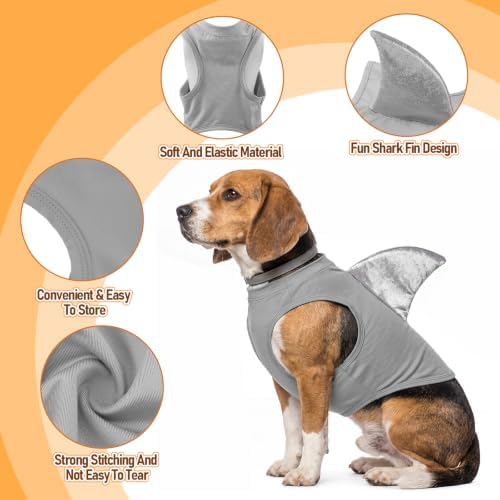2 Pcs Halloween Dog Shark Costumes Fish Fin Dogs Costume, XX-Large - Image 2