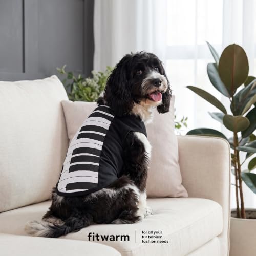 Fitwarm Piano Dog Halloween Costume Shirt, Funny Halloween Costumes for Small Dogs Boy Girl, Unique Pet Outfit, Black, White, XL - Image 4