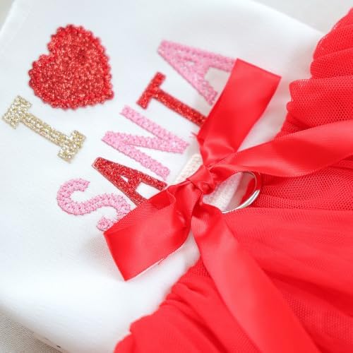 Handmade Floral Dog Dress with Bow, Princess Lace Pet Dress for Small Dogs and Cats, Lightweight Puppy Outfit M-Santa Small - Image 4