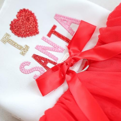 Handmade Floral Dog Dress with Bow, Princess Lace Pet Dress for Small Dogs and Cats, Lightweight Puppy Outfit M-Santa Small - Image 4