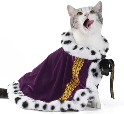 Lovelyshop Royal Velvet Pet Cloak with Fur Trim for Cats & Dogs, Purple, S by Lovelyshop