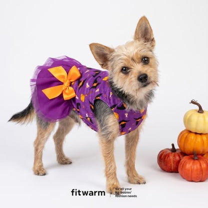 Fitwarm Witch Hat Halloween Dog Tutu Dress, Spooky Halloween Costumes for Small Girl Dogs, Funny Pet Outfit, Black, Purple, Orange, XS - Image 5