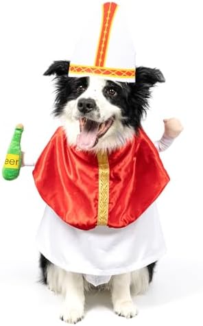 NACOCO Halloween Dog Pope Costume - Pet Cosplay Clothes Cat Special Outfit Apparel Pope Hat Adjustable Puppy for Pet Parties Small Medium and Large Dogs(Red Pope, L) by HOME