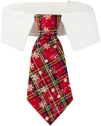 ADOGGYGO Christmas Dog Necktie Pet Tuxedo Christmas Dog Neck Tie Collar with Red Plaid Tie for Small Medium Large Dogs Pets (Medium, Red) by ADOGGYGO