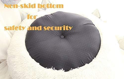 BODISEINT Modern Soft Plush Round Pet Bed for Cats or Small Dogs, Mini Medium Sized Dog Cat Bed Self Warming Autumn Winter Indoor Snooze Sleeping Cozy Kitty Teddy Kennel (24'' D x 8'' H, Dark Grey)