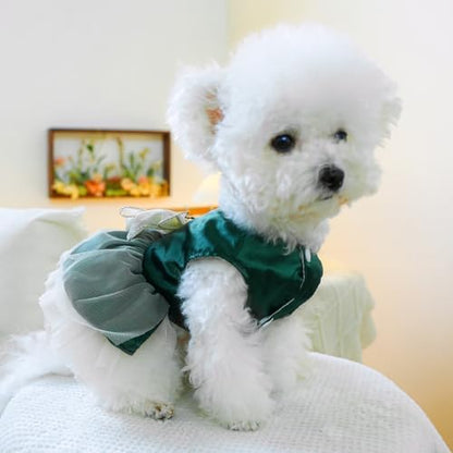 Fashion Sweet Puppy Dog Blingbling Princess Skirt Pet Dog Lace Cake Camisole Tutu Dress H-Dark Green L - Image 6